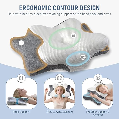 Miniatura 2 de Almohada cervical para cuello y hombros, almohadas ergonómicas de apoyo para el cuello para dormir con alivio del dolor, almohada de espuma