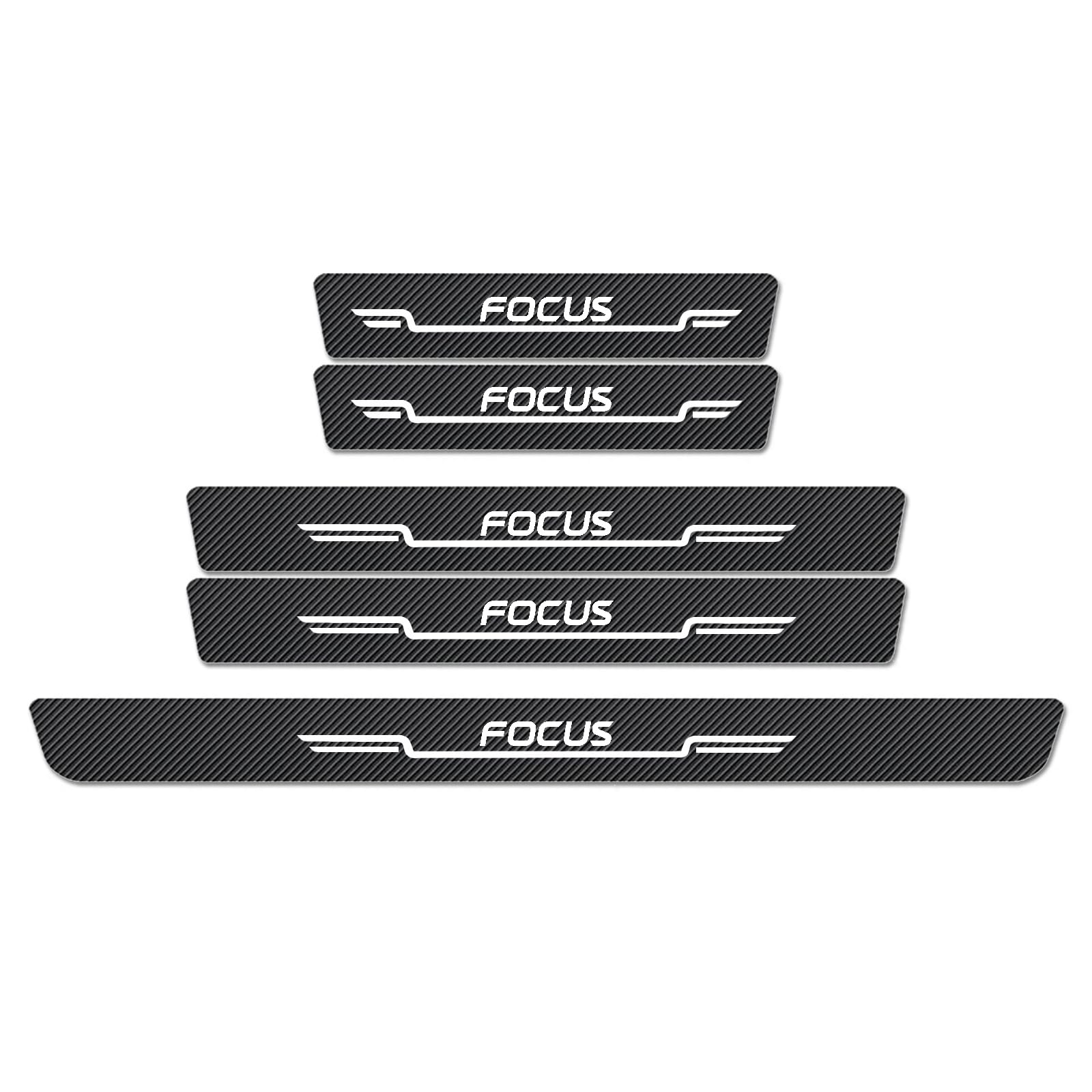 WXH97F Car Door Sill Protector Scuff Plates for FORD Focus, Carbon Fibre Effect Door Step Guard, Rear Boot Bumper Strip, Self-Adhesive Anti-Scratch Protection Sticker