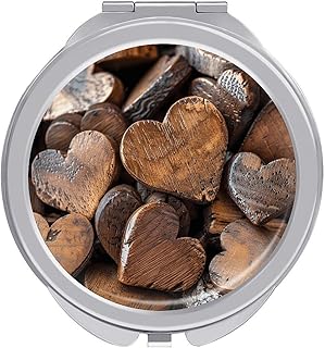 Brown Heart Shape Travel Makeup Mirror Portab...
