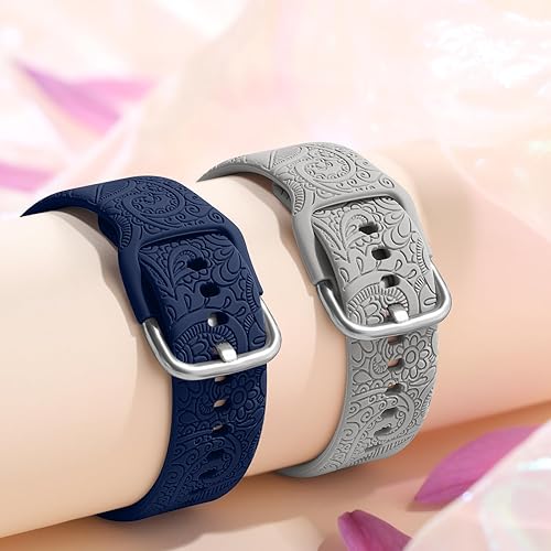 Miniatura 4 de Odbeai Correa de silicona suave con grabado floral compatible con Samsung Galaxy Watch 654 de 1.575 pulgadas, 1.732 pulgadas, Galaxy Watch 5 Pro de