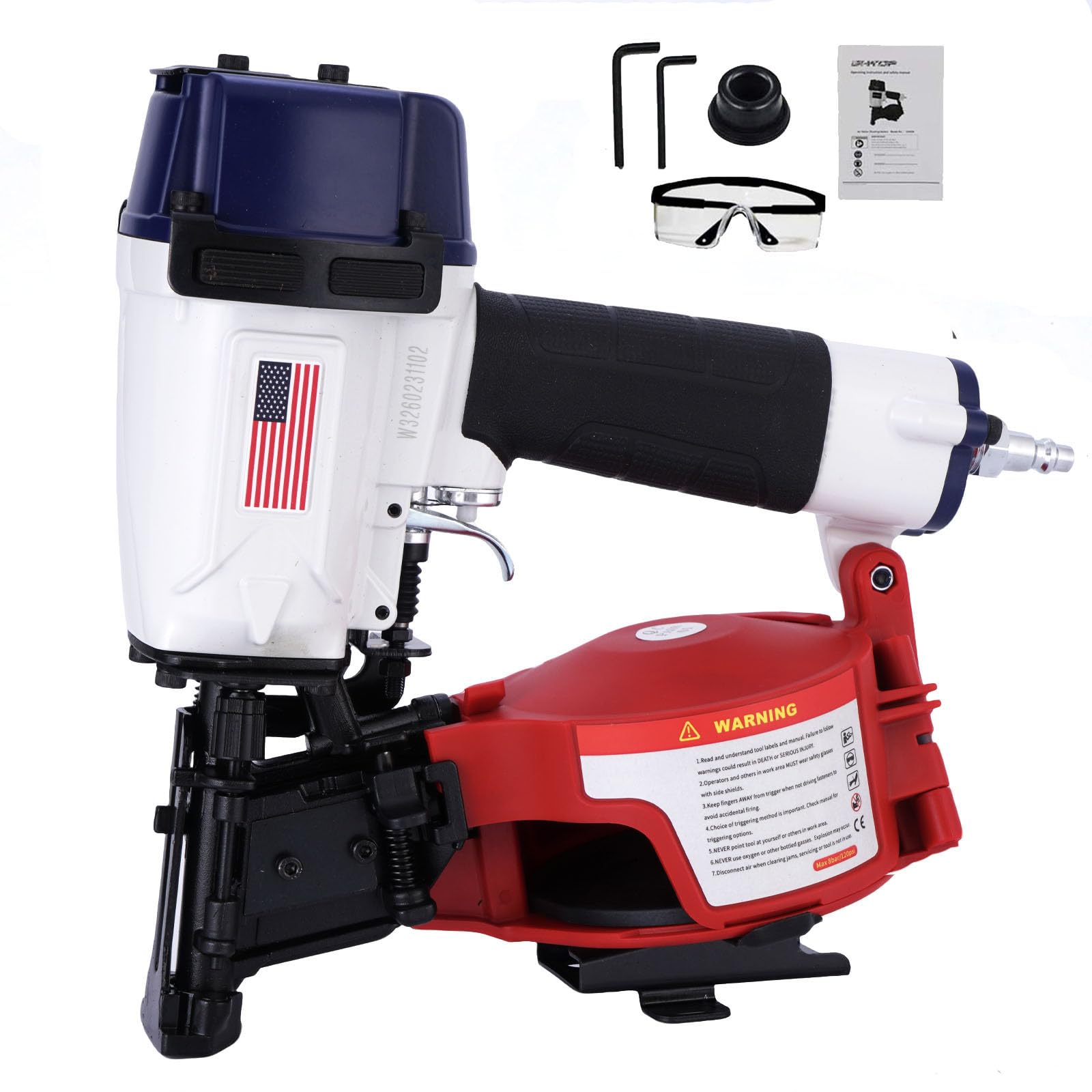 American Style CN45N Roofing Nailer, 15 Degree Roofing Nail Gun, 3/4-Inch to 1-3/4-Inch Coil Nails, 120-pcs Load Capacity Coil Nailer