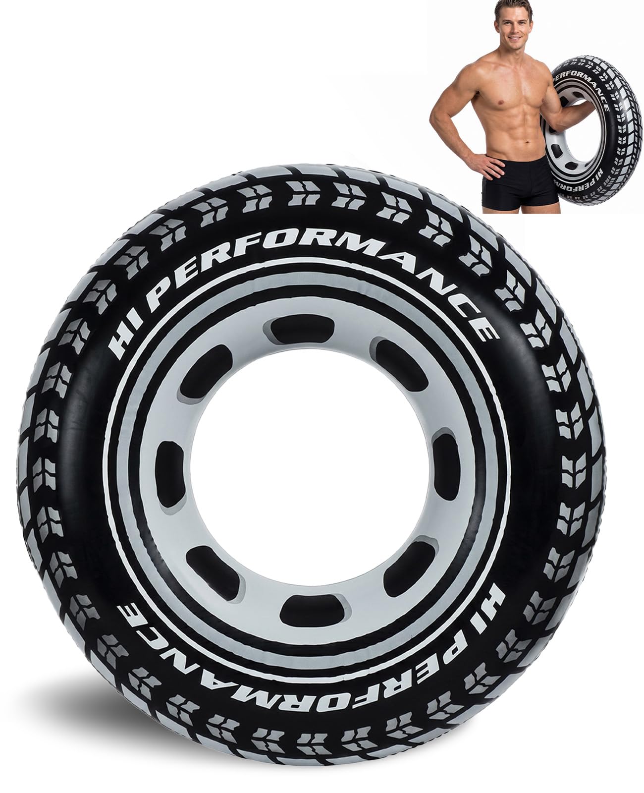 Guttiuaa Swimming Ring Giant Car Tyre 90cm, Rubber Ring for Kids Swimming, Swimming Pool Party Decorations