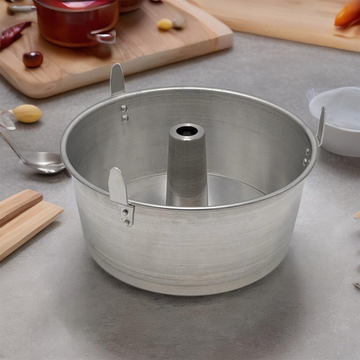 Ruoto Americano Tortiera in Alluminio con Piedi CM.28, Stampo per Ciambellone, Chiffon Cake, Torte Salate, Dolci