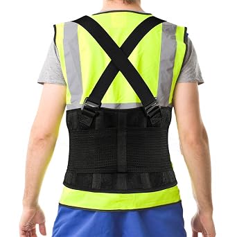 Work Back Brace - Back Support Belt for Lower Back Pain Relief, Heavy Lifting, Herniated Discs - Industrial Back Brace for Work With Shoulder Straps Fits Men and Women 3XL/4XL45"-53"