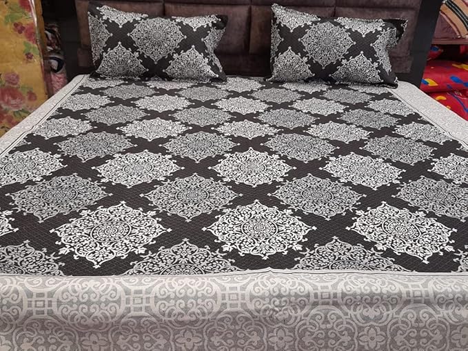Bk Handloom King Size Cotton bedsheet with 2 Pillow Cover 230 x 250 cm (BkH_141) Amazon.in