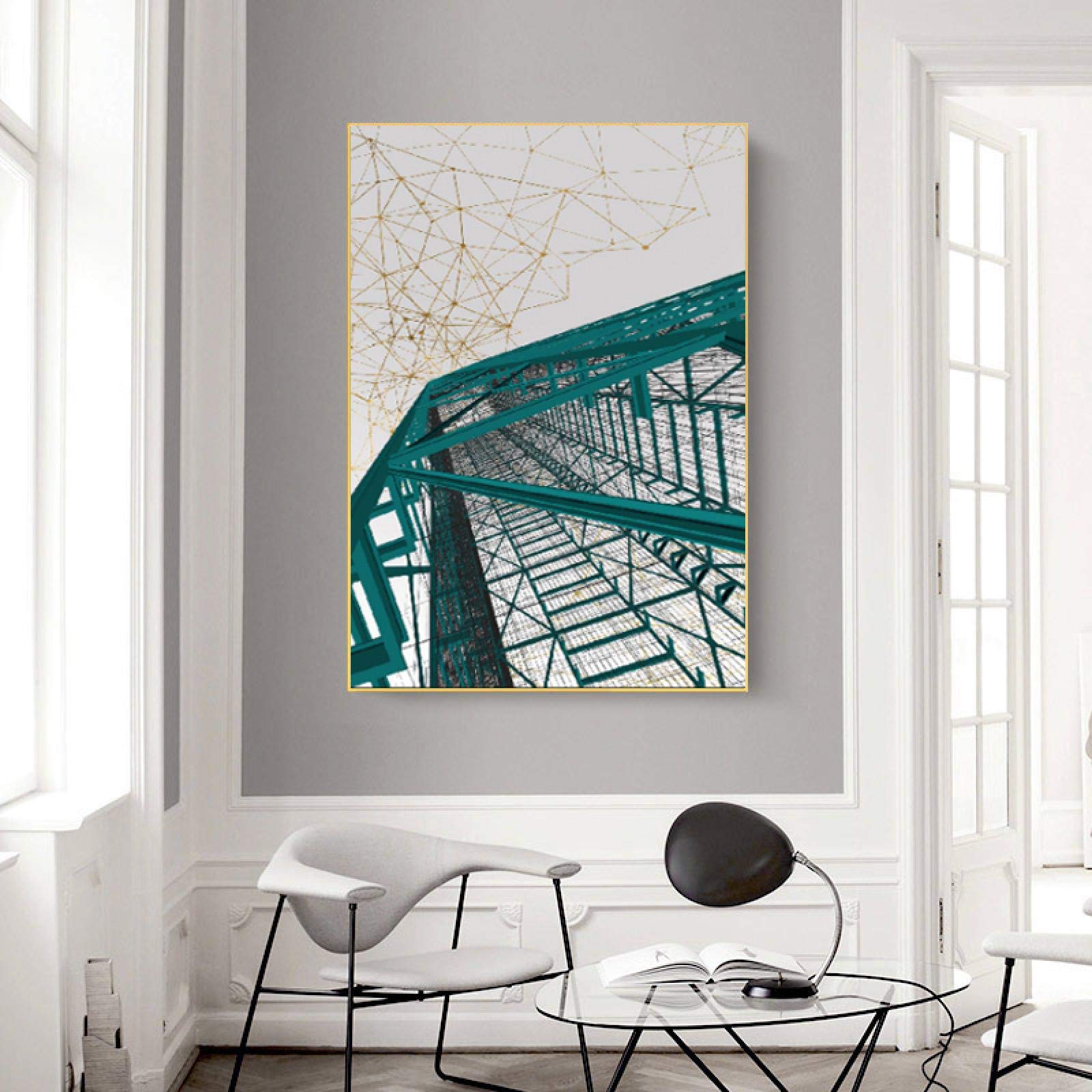 JACBON Affiche Sur Toile Avec Blocs De Couleurs Géométriques