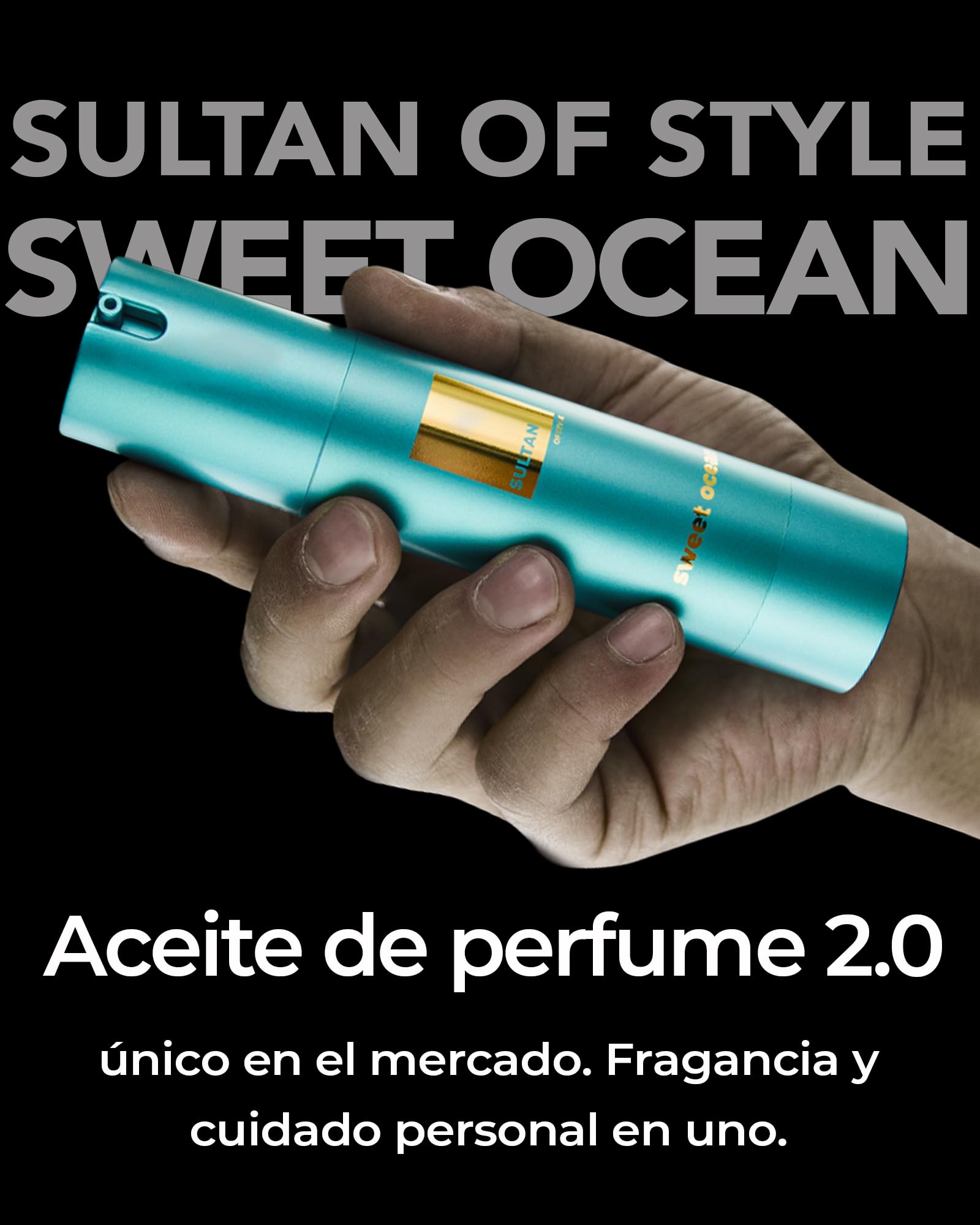 Sultan of Style Perfume Sweet Ocean para hombre - Aroma fresco y dulce - 100% sin alcohol - Aceites esenciales para el cuidado personal - Regalos para hombre