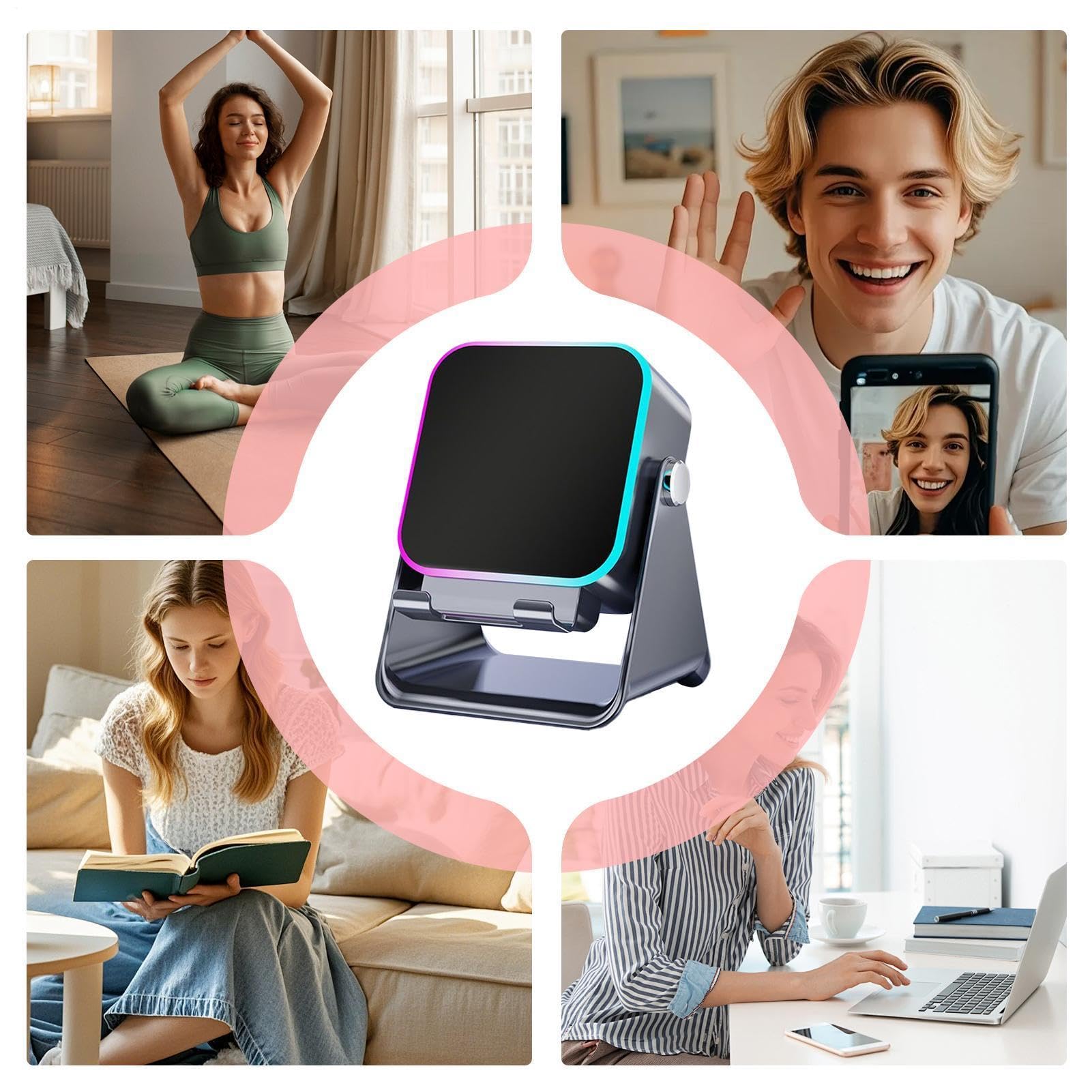 Induktionslautsprecher Für Mobiltelefone | Faltbare Halterung Mit Beleuchtung,10W Lautsprecher Mit Telefonständer | für Büro, Zuhause, Geburtstag, Reisen, Männer, Frauen, Freund und Freundin