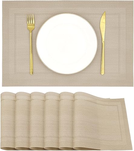 Miniatura 8 de Juego de 6 manteles individuales, manteles individuales resistentes al calor, manteles individuales de PVC lavables, manteles individuales de vinilo