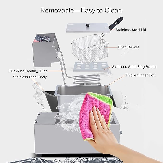 Sartén Eléctrico Profesional 2500W 10L con Canasta y Temporizador miniatura 4