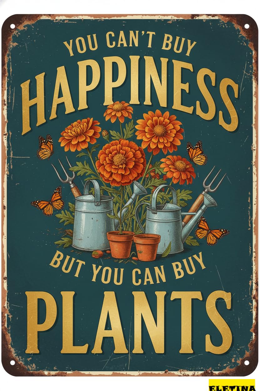 Garden Wildflowers Plants Tin Sign, 8x12 Inch