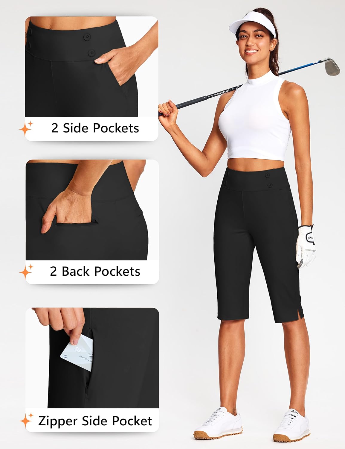 15"/18"/21"/27" Capri Pants for Women High Waist Stretch Women's Golf Capris for Summer with Pockets Work Casual - Image 6