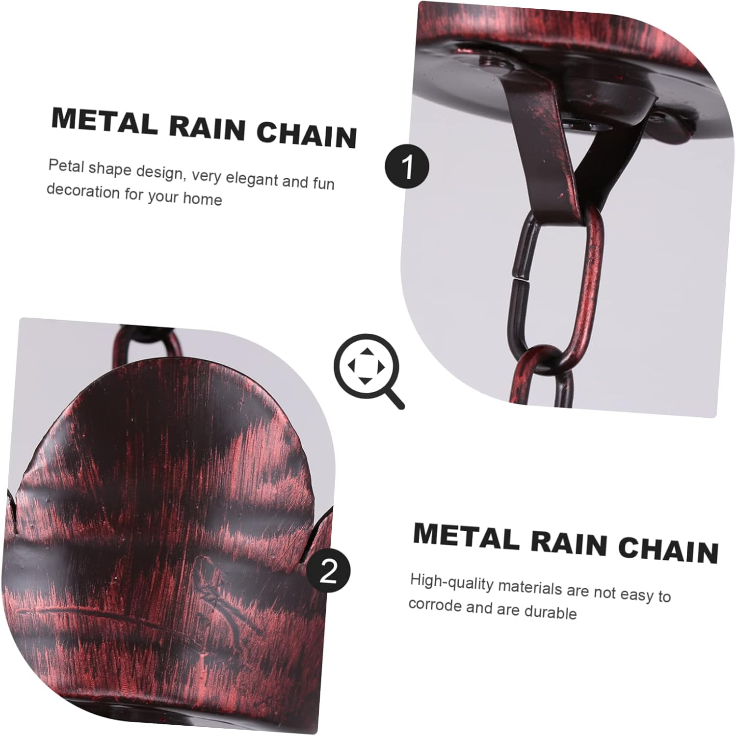 1m Metal Rain Chain Petal Shape Chimes and Cups Decorative for Gutter Decorative Garden Chains