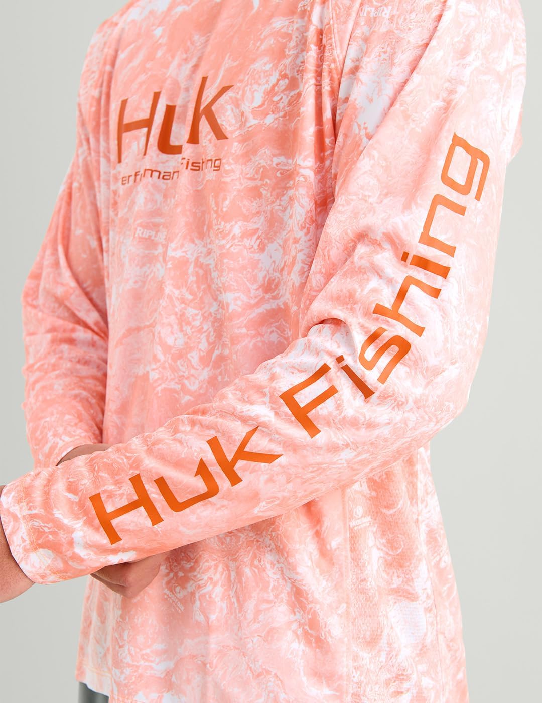 HUK Men's Pursuit Pattern Crew Long Sleeve, Performance Shirt
