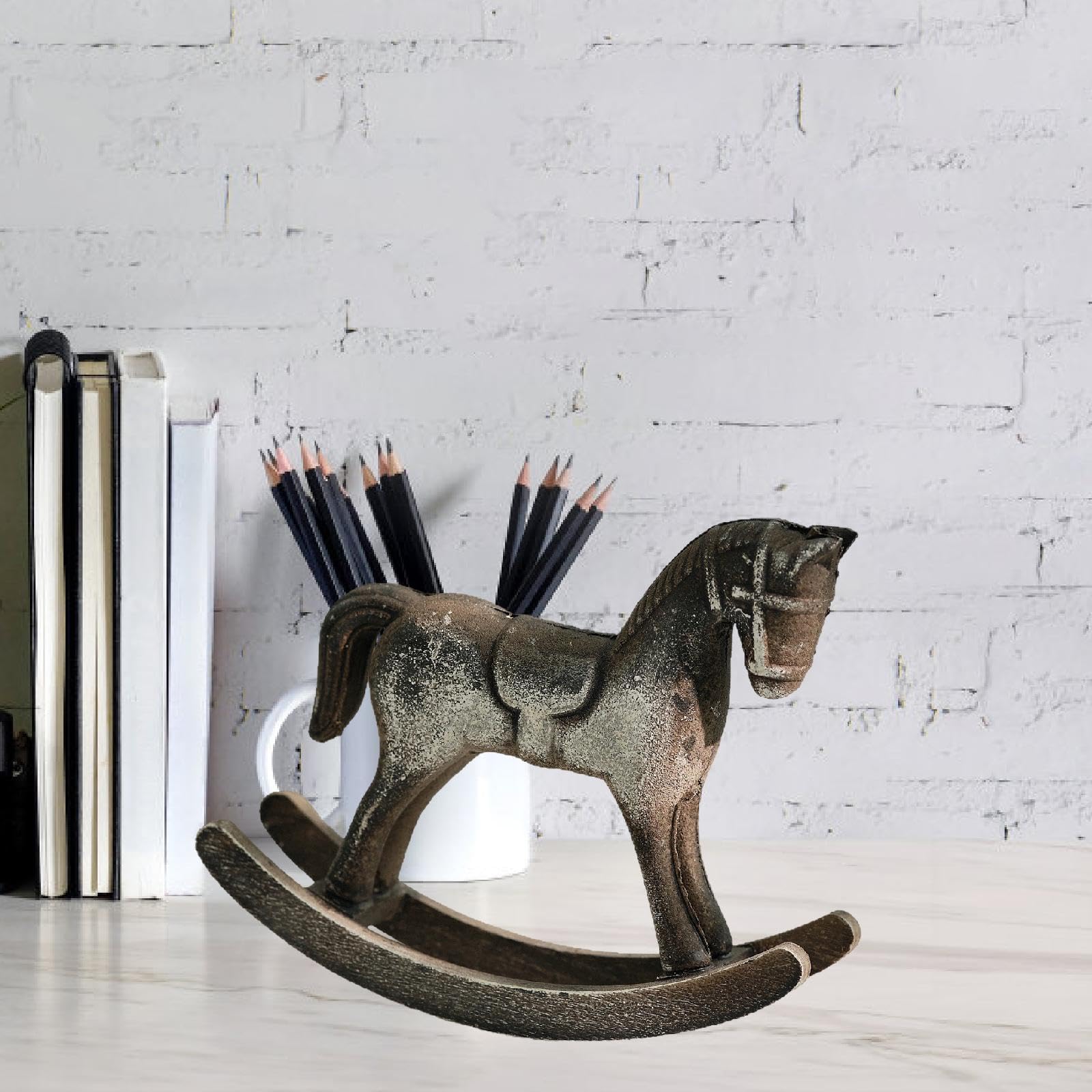 6X Schaukelpferd Aus Holz, Skulptur, Kunsthandwerk, Dekorative Statue, Elegante Figur, Geschenkidee, Tischdekoration