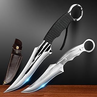 Fixed Blade Hunting Knife Set - 2 Piece, Full Tang Handle Survival Tactical Knife with Sheath for Outdoor Camping,BBQ,Fishing,Hiking and Survival, Cool Gifts for Men - zarfand