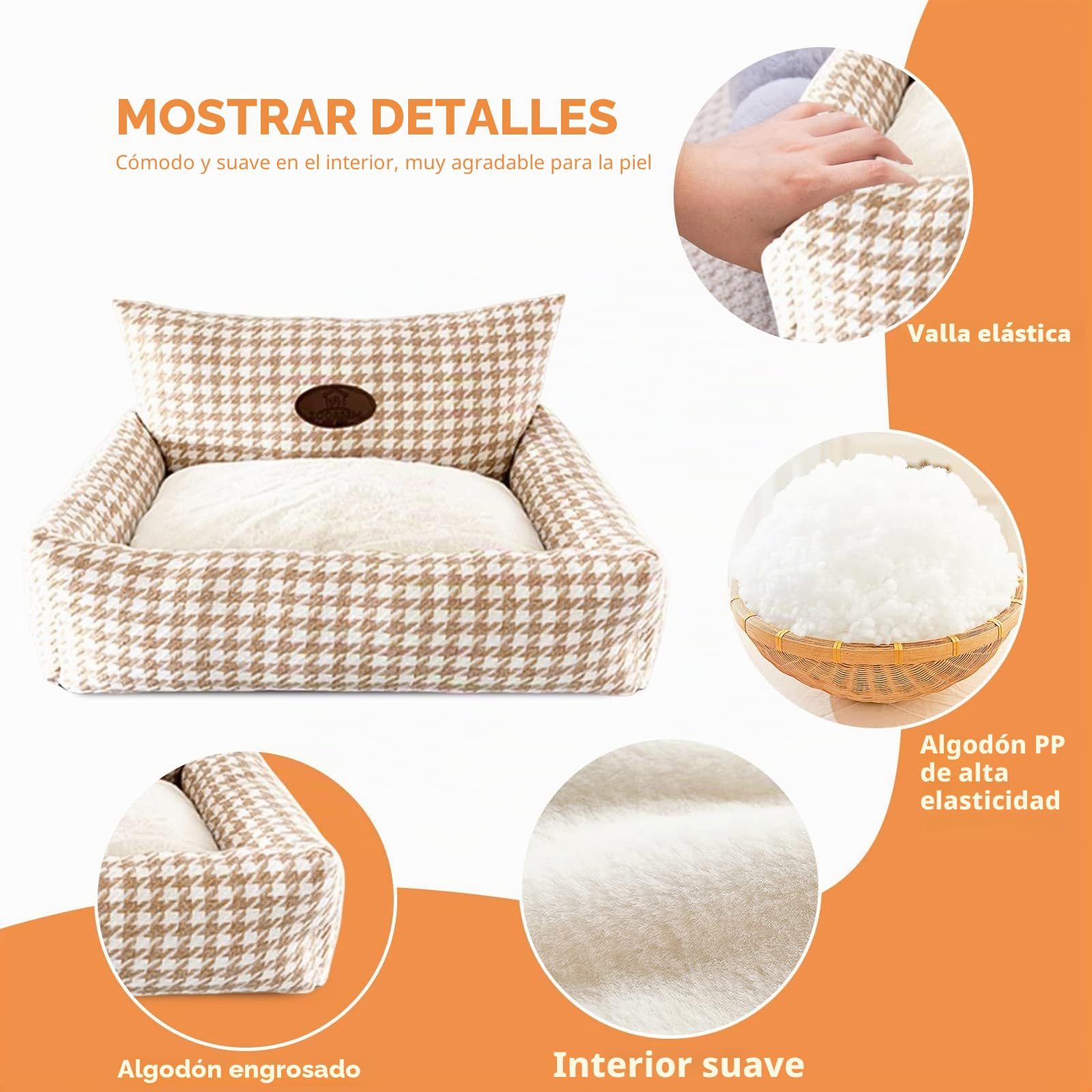 PETCUTE Cama para Perros Medianos y Grandes,Super Cómoda Camas para Mascotas con Fondo Antideslizante,Sofá Cama Ortopédica para Perros con Funda Desenfundable y Lavable