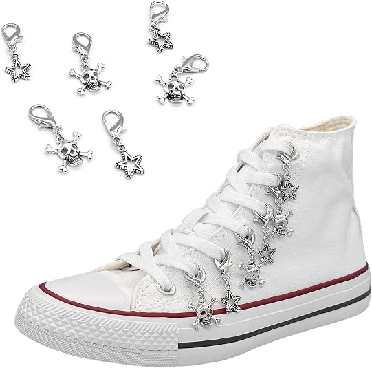 Shoelace Charm for Sneakers, Goth Charms Chain for Canvas Shoes, Boot Keychain Bag DIY Punk Accessory Decorations Clip for Girls Women