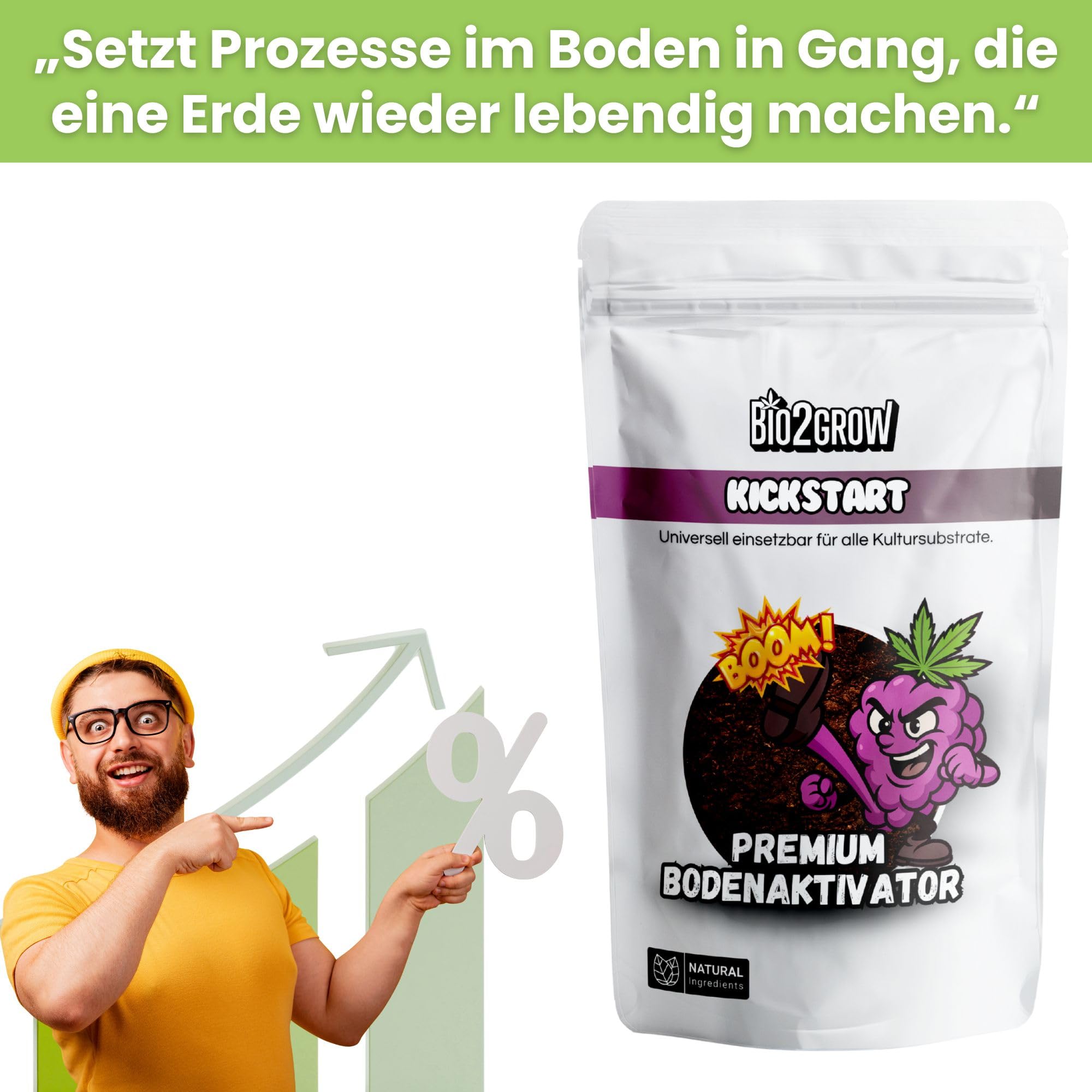 Kickstart 5 kg – Bringt ausgelaugte Erde wieder zum Leben – Organischer Dünger & Bodenaktivator mit Bakterien – Für Erde & Kokos – Indoor & Outdoor