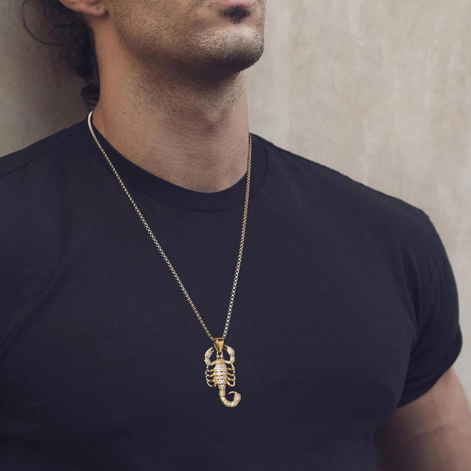 AsAlways 18K Gold Plated Animal Scorpion Scorpio Pendant Iced Out Bling CZ Hip Hop Novelty Punk Necklace Jewelry with Gift Packaging - Image 2