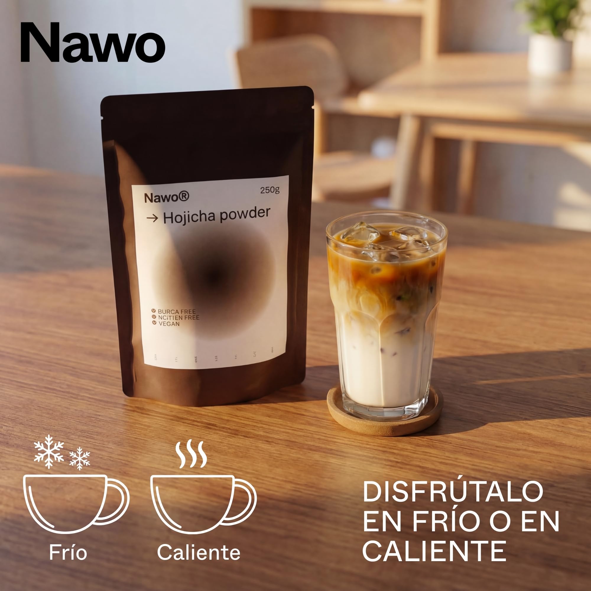 Té Hojicha en Polvo Barista – 250 g, Té Verde Tostado de Calidad Profesional, Perfil Suave y Aromático, Ideal para Lattes, Cafeterías y Uso Profesional – NAWO® Matcha