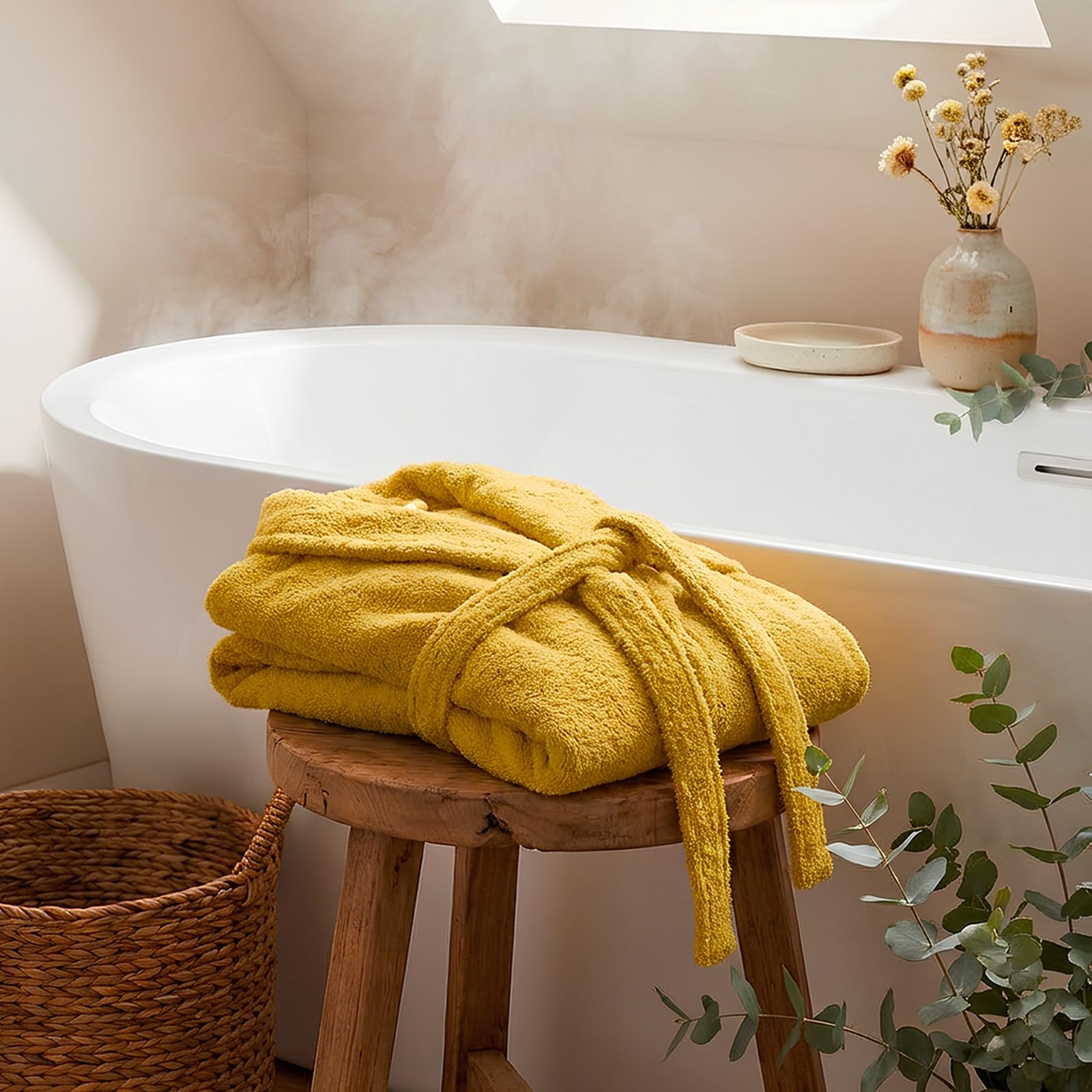 PARAMAISON Marte Accappatoio in Cotone Spugna 420 g/m² con Cappuccio – Unisex Uomo Donna, Morbido e Super Assorbente, con Tasche e Cintura, Ideale per Palestra, Piscina e Casa | Salvia XL (52-54) EU