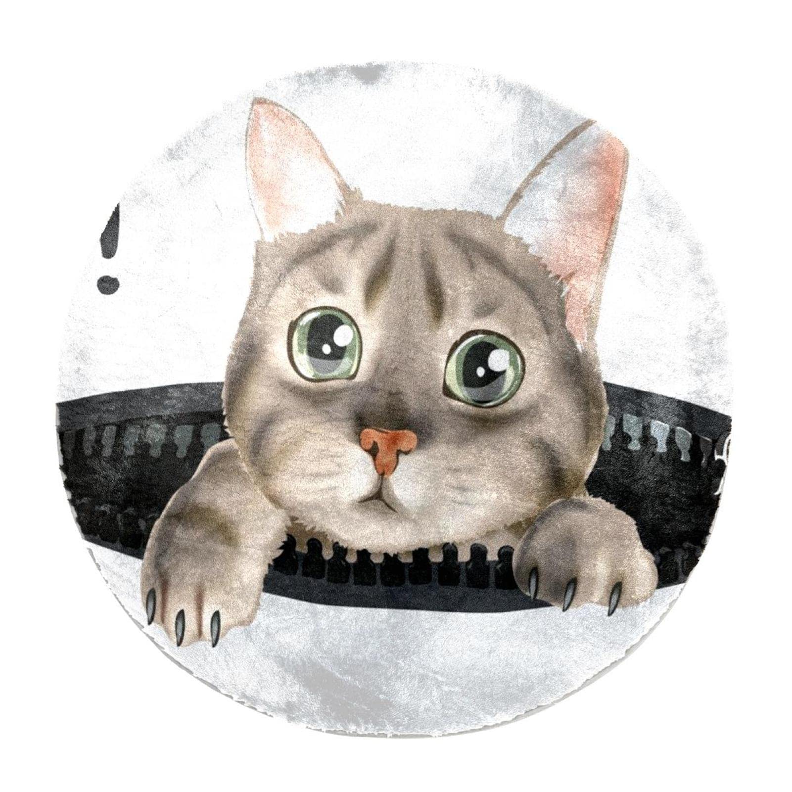 Tapis rond fausse fourrure de lapin lavable et déhoussable pour lit