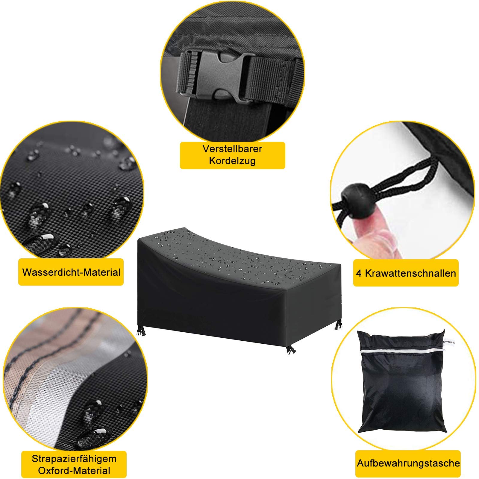 Copri Chaise Longue Da Giardino 2 Pezzi | Impermeabile, Anti-UV Con Ventilazione - 200x75x40/70 Cm - Foto 10