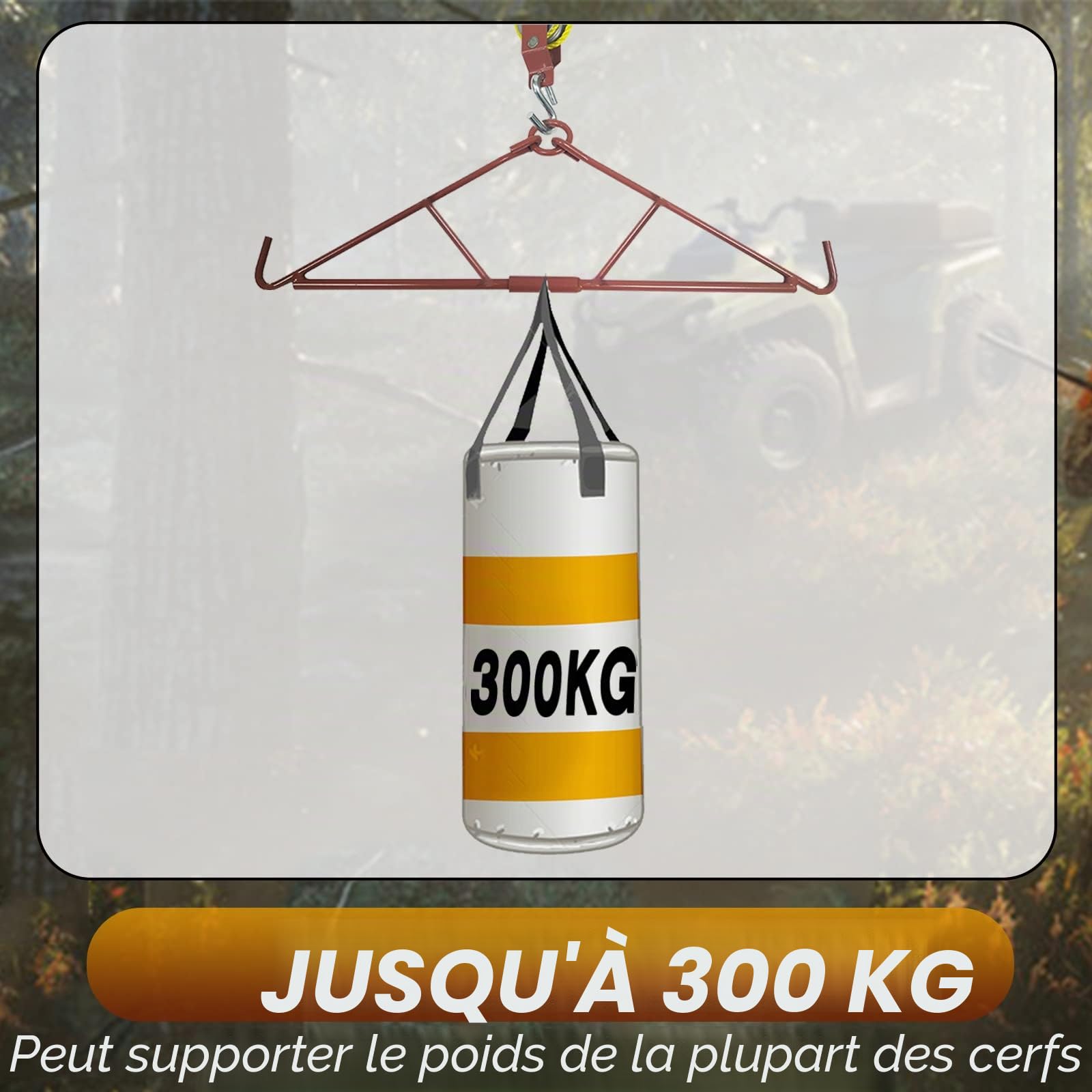 ATFLBOX Palan de Chasse 300 kg avec Poulie & Frein Corde de 12 m