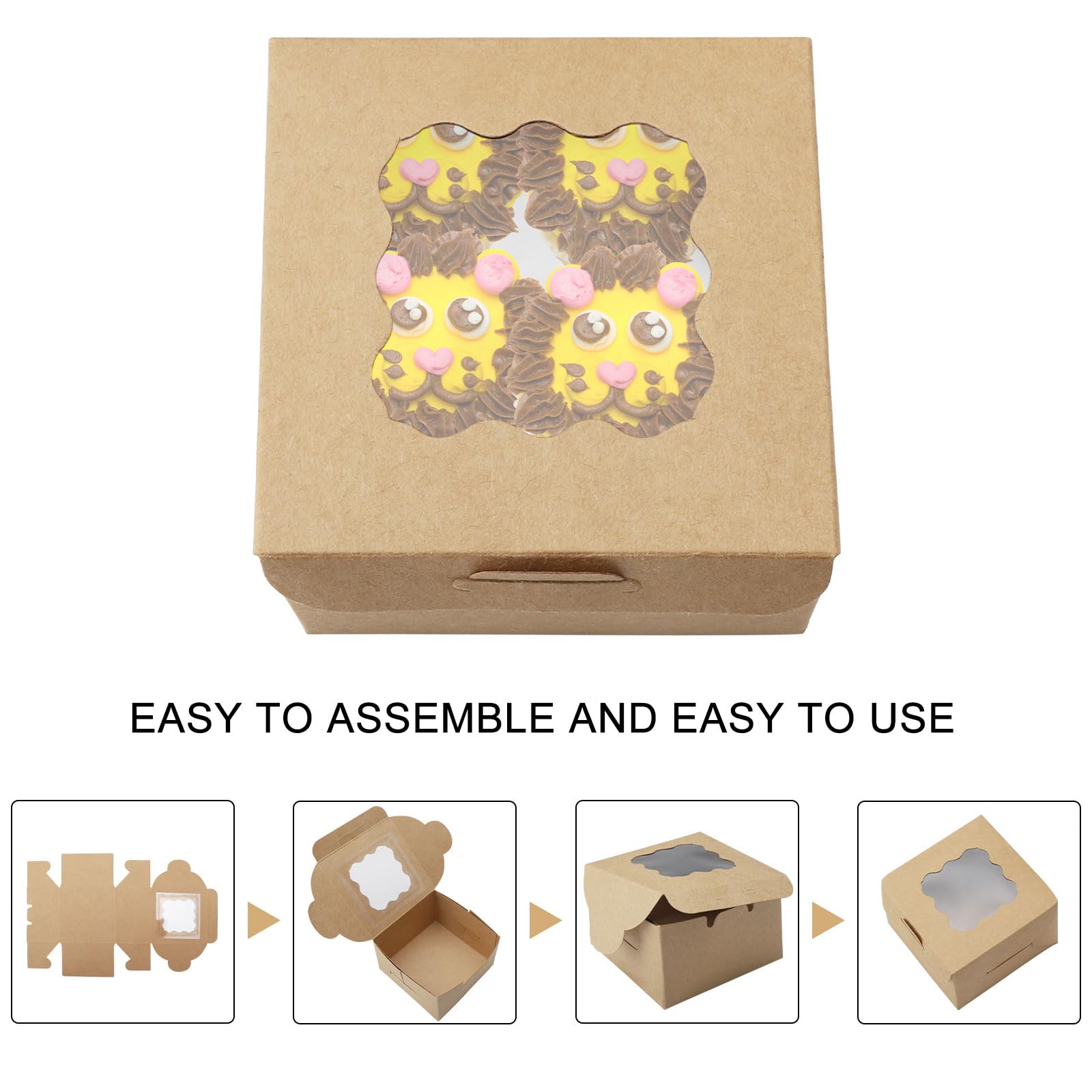 50 Pezzi Scatola di Carta Kraft, Scatola per Pasticceria, Mini Scatola di Carta Kraft, Piccola Scatola Cartone Marrone con Etichetta e Corda, per Pane, Pasticcini e Dolci, Marrone