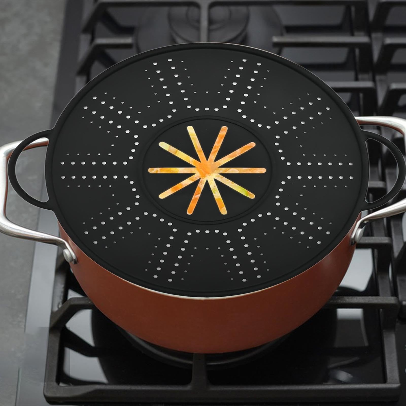 2X Couvercle en Silicone, Couvercle de Casserole, Multifonctionnel, Double Poignée, Anti-adhérent, Bouchon en Silicone