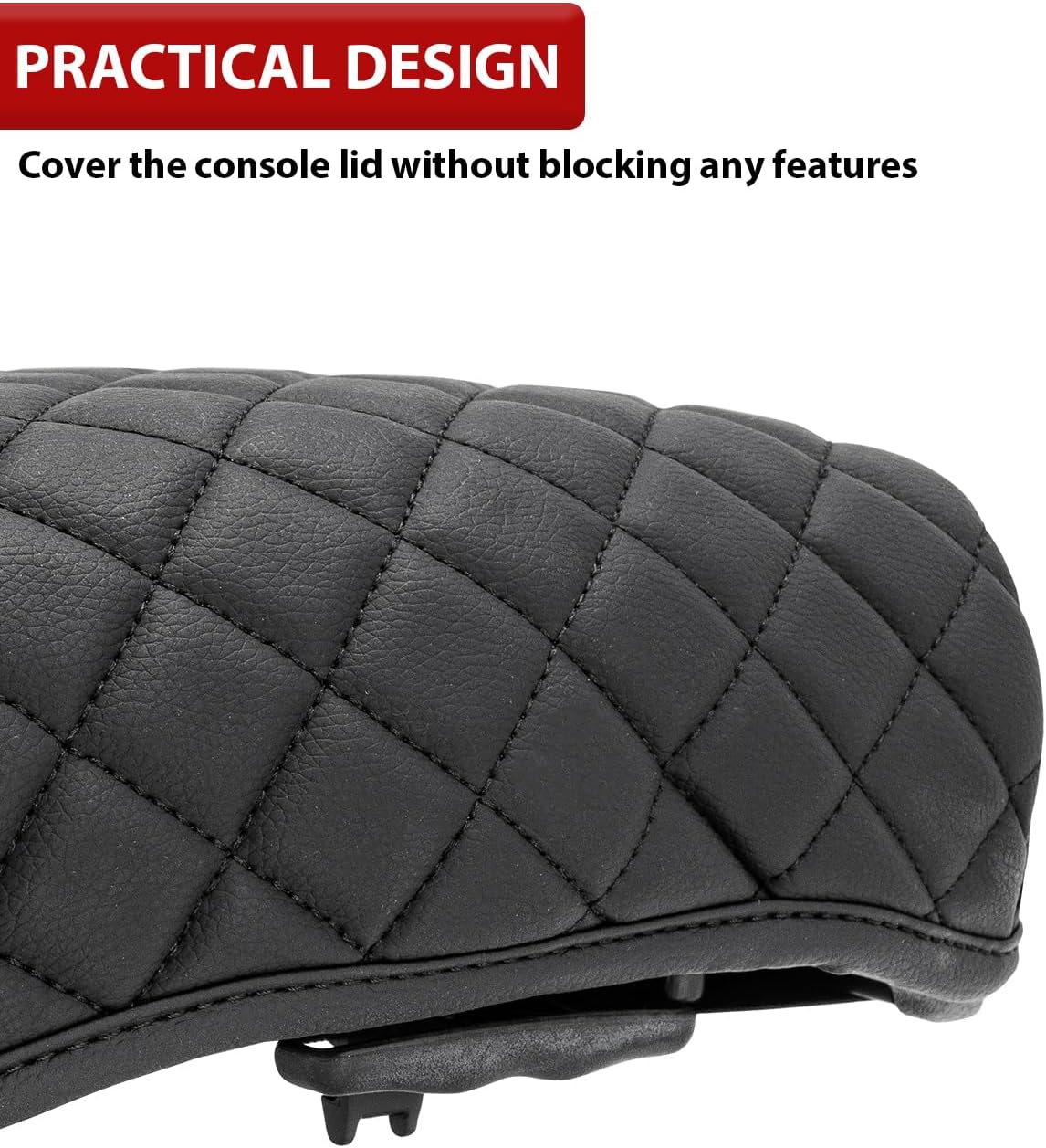 KBH Center Console Armrest Cover for Jeep Commander, Grand Cherokee 2005 2006 2007 2008 2009 2010, Middle Console Lid Cushion Protector, Arm Rest Box Pad, PU Leather, Anti-Scratch, Black