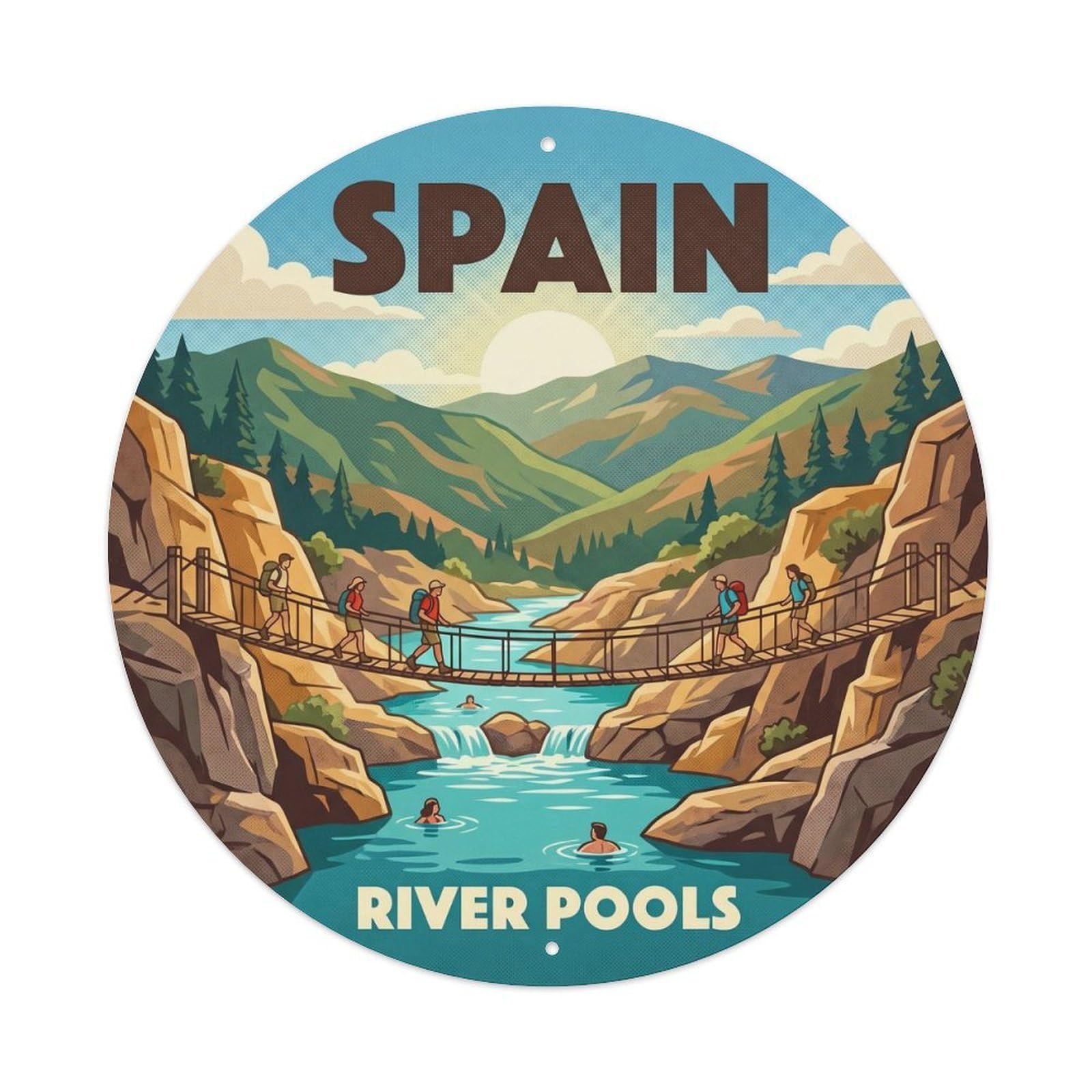 Granada Monachil Pools Spain Cultural Travel Metal Tin Sign