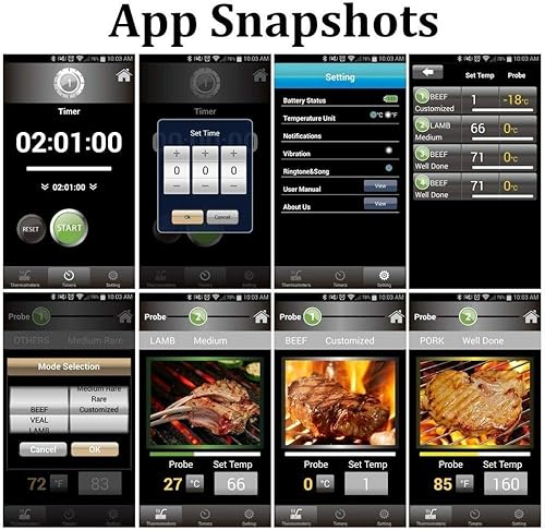 Miniatura 4 de Maverick ET-735 Bluetooth 4.0 Termómetro de cocina digital inalámbrico, monitorea 4 sondas simultáneamente, blanco,