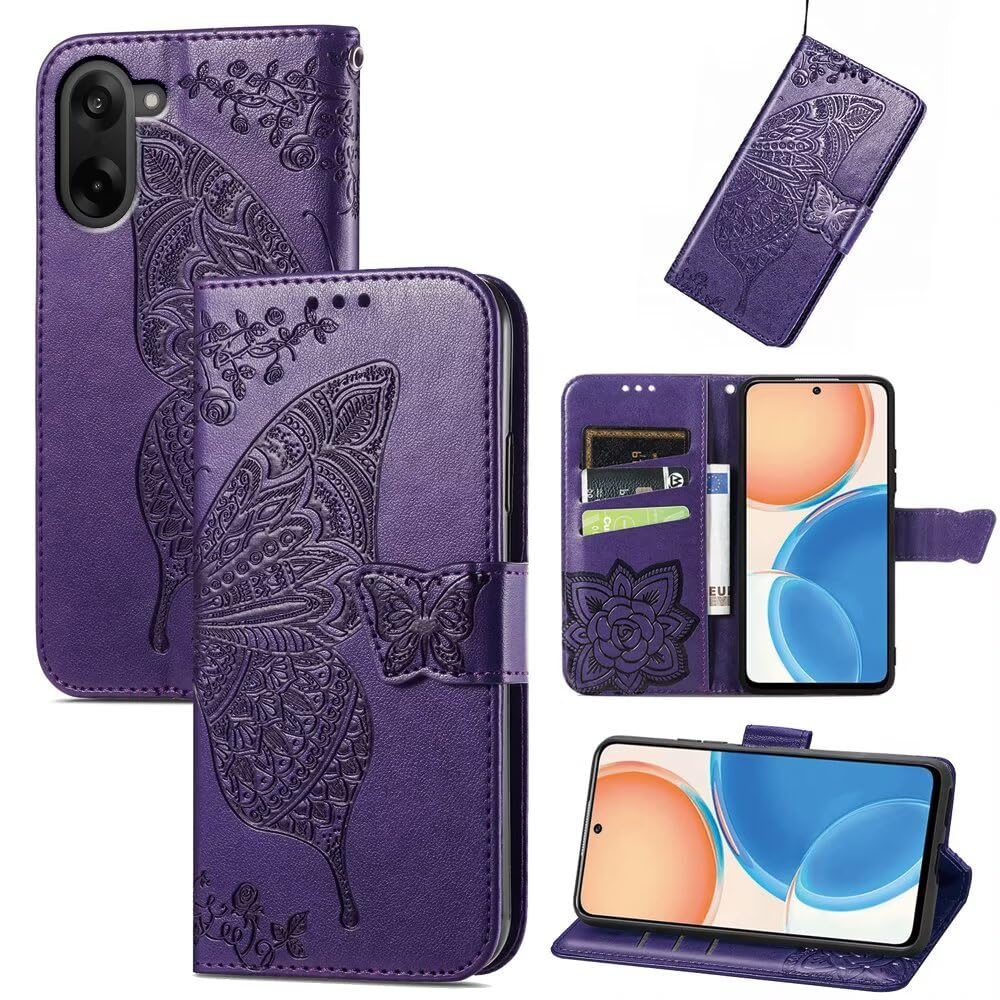 EASSGU skórzana okładka na telefon OnePlus Nord CE 5 5G / OnePlus Nord CE5 5G (17,2 cm) Klapka magnetyczna z 3 przegródkami na karty, 1 portfelem, odporna na upadki, odporna na zarysowania - ciemny