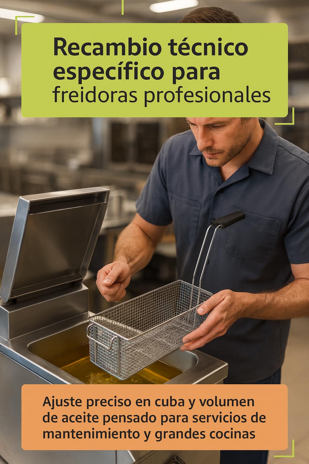 CubetasGastronorm ® cesta freidora 140x330x135 mm acero cromado mango termo aislado recambio industrial para freidoras compatible con Ambach ef1 40 ef2 40 gf1 40 hosteleria gas