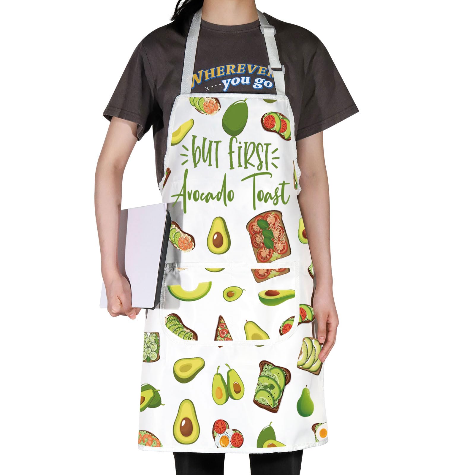MYSOMY Avocado Toast Apron Avocado Toast Gifts Avocado Print Apron Avocado Themed Gifts Avocado Toast Cooking Gifts (but first Avocado ap) - Image 4