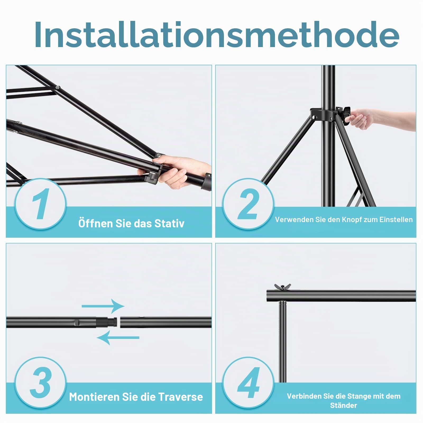EMART Foto Hintergrund Ständer, 2,8x3m Hintergrundsystem bis 13,6kg | Stabiles Belastbar Background Stand, 6 Klemmen, Fotostudio Greenscreen, Hintergrundkarton, Projector Screen