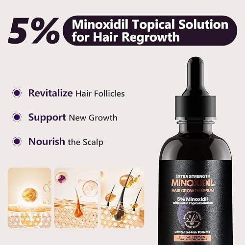 Miniatura 4 de Suero para el crecimiento del cabello de minoxidil al 5% para mujeres tratamiento de pérdida de cabello extra fuerte con biotina para adelgazar el