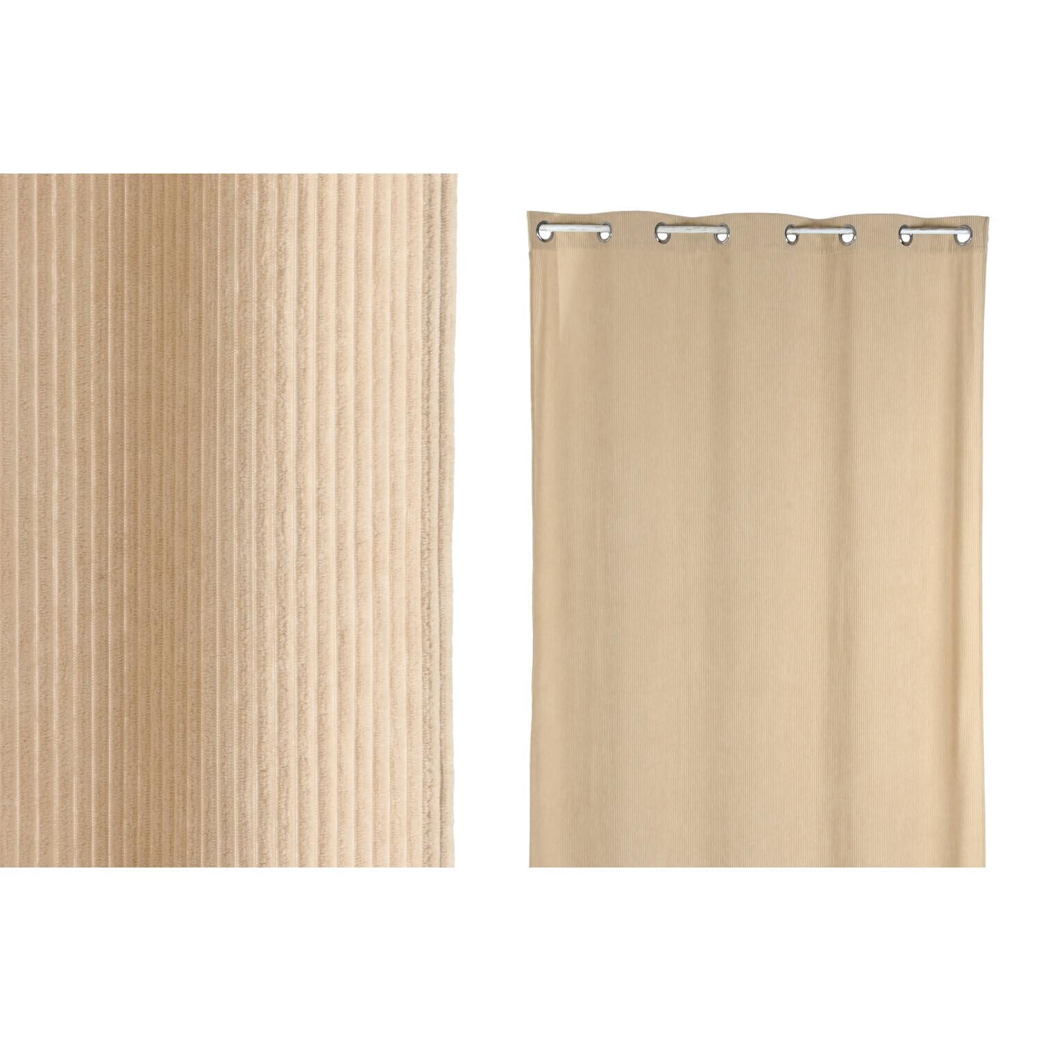 Rideau haut de gamme beige 140x260 velours côtelé lourd