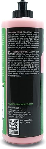 Miniatura 2 de 3D Cereza de cereza cera de carnauba con brillo profundo aspecto húmedo protección UV para colores de pintura oscura 16 onzas