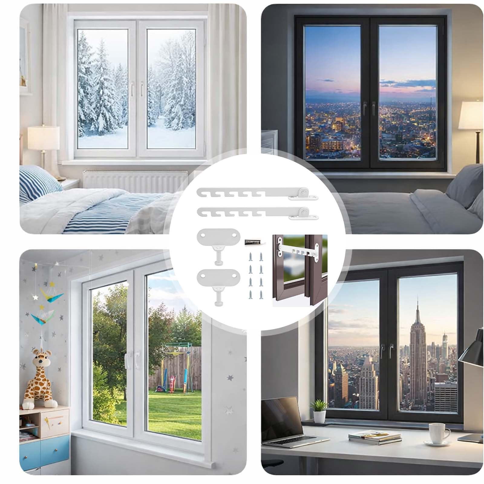 2 Stück Fensterfeststeller, 165mm Länge aus Stahl für Kippfenster, Fenster Kipp Regler, Verstellbarer Zuschlagschutz und Fensteröffnungsregler, Weiß