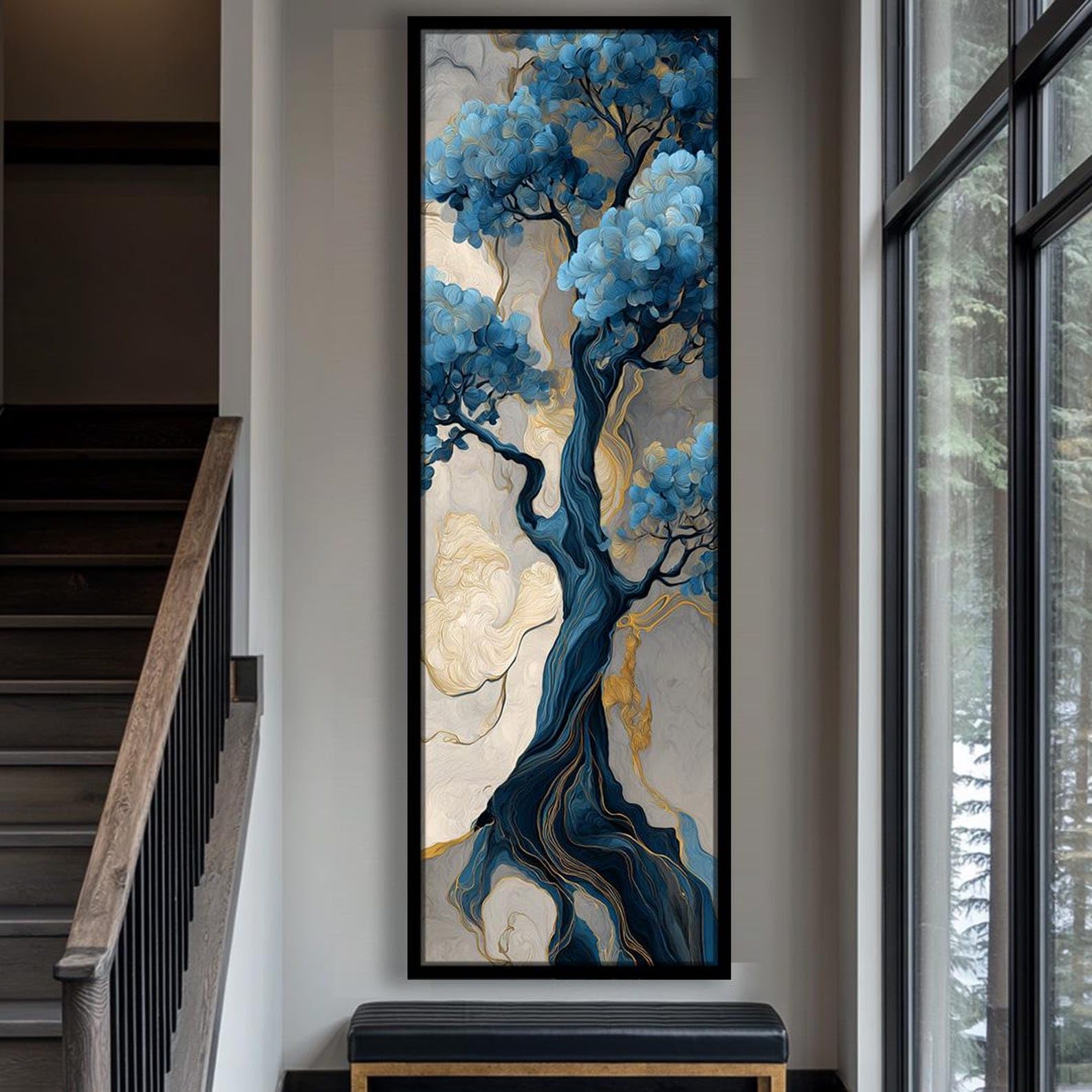 Tableau sur toile arbre vertical 65x195 cm pour déco de hall - 8