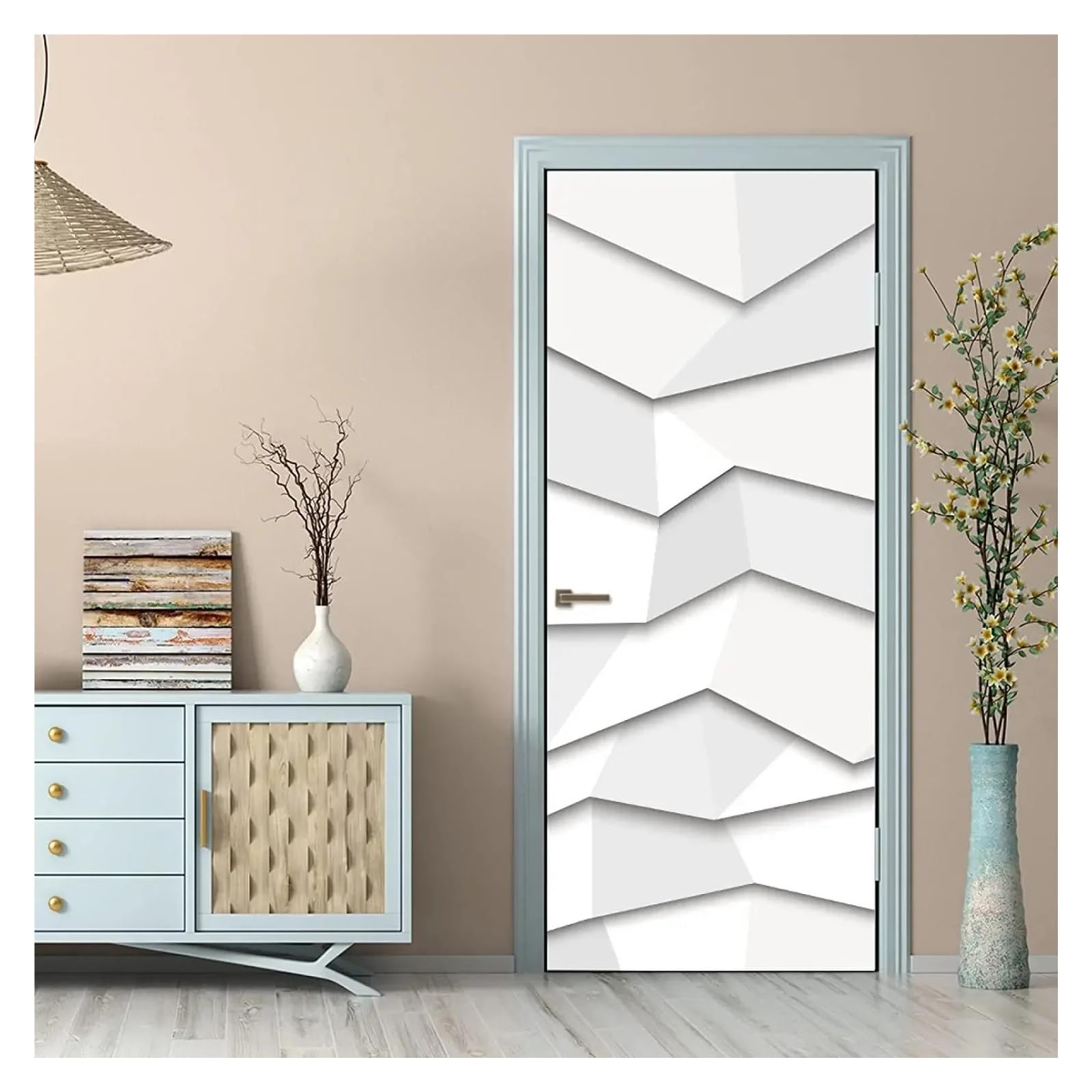 Géométrie solide en papier peint autocollant 3D de porte design créatif G