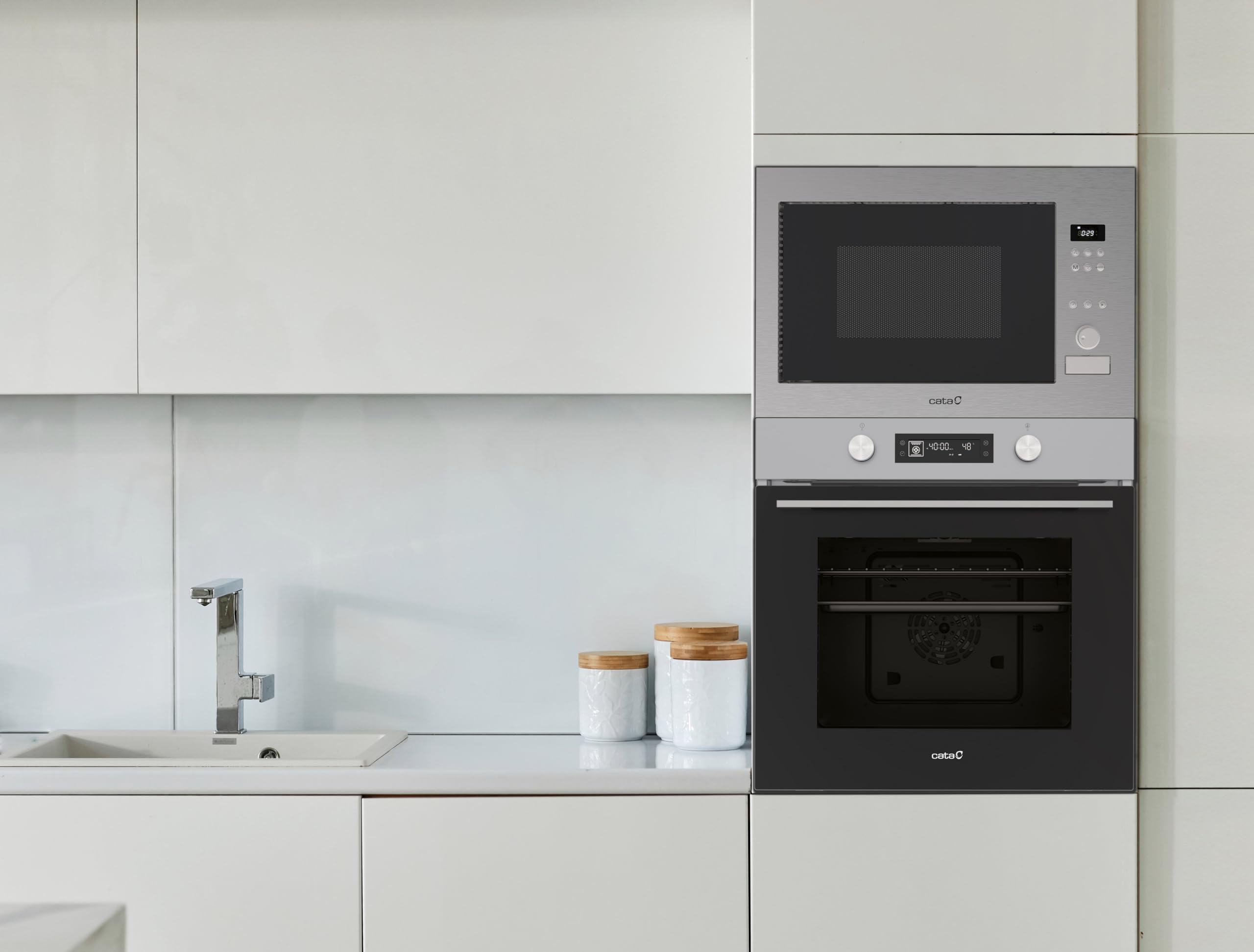 CATA MDS 8108 X - Forno multifunzione digitale integrato, 60 cm, 73 l, 8 funzioni, classe A, guida telescopica, display digitale, porta fredda 3 vetri, acciaio inox e vetro nero