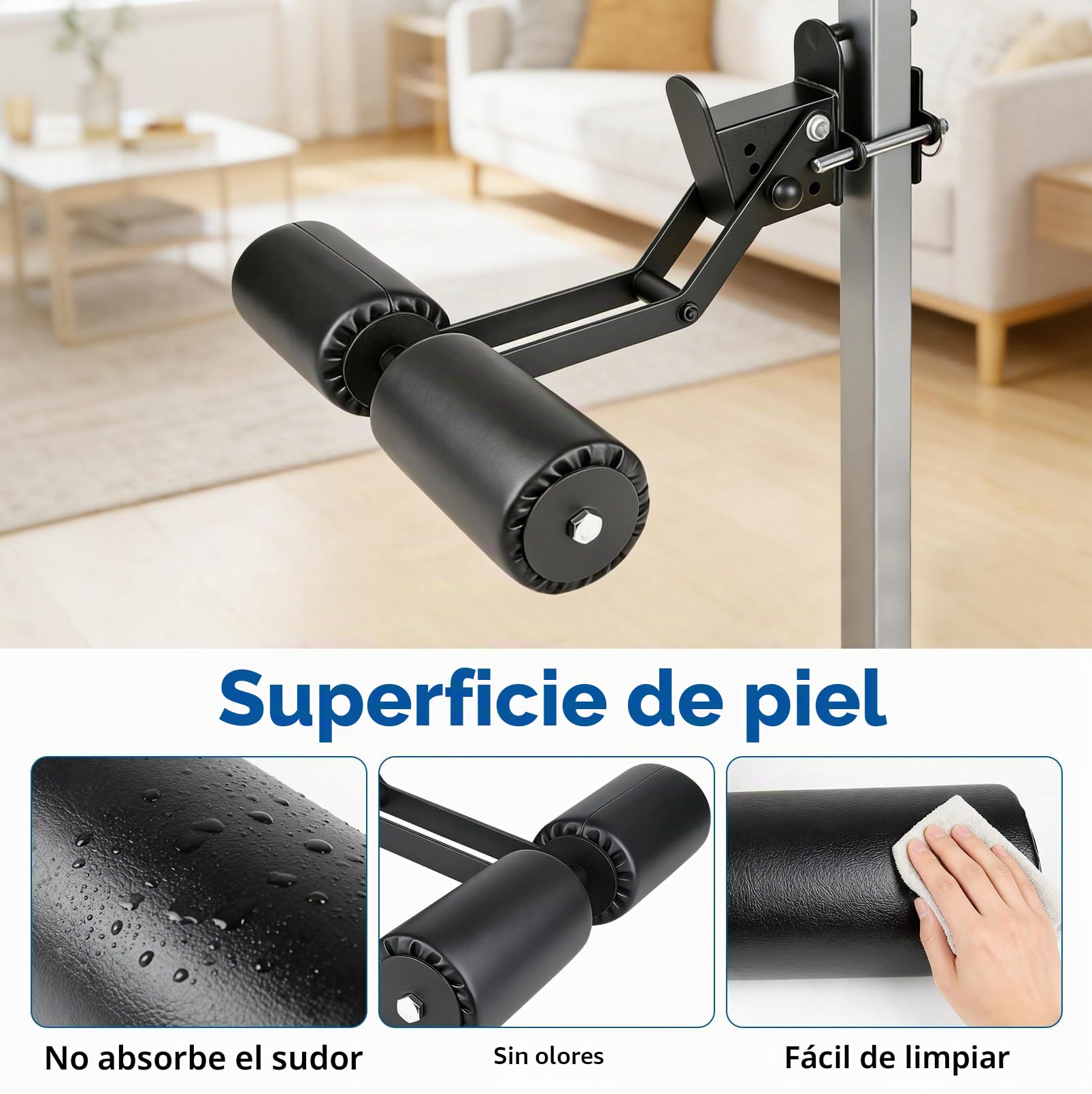 Soporte de extensión de piernas, para Racks de Potencia de 2x2 | compatible con orificios de 5/8" o 1", sujeciones de piernas ajustables, superficie de cuero