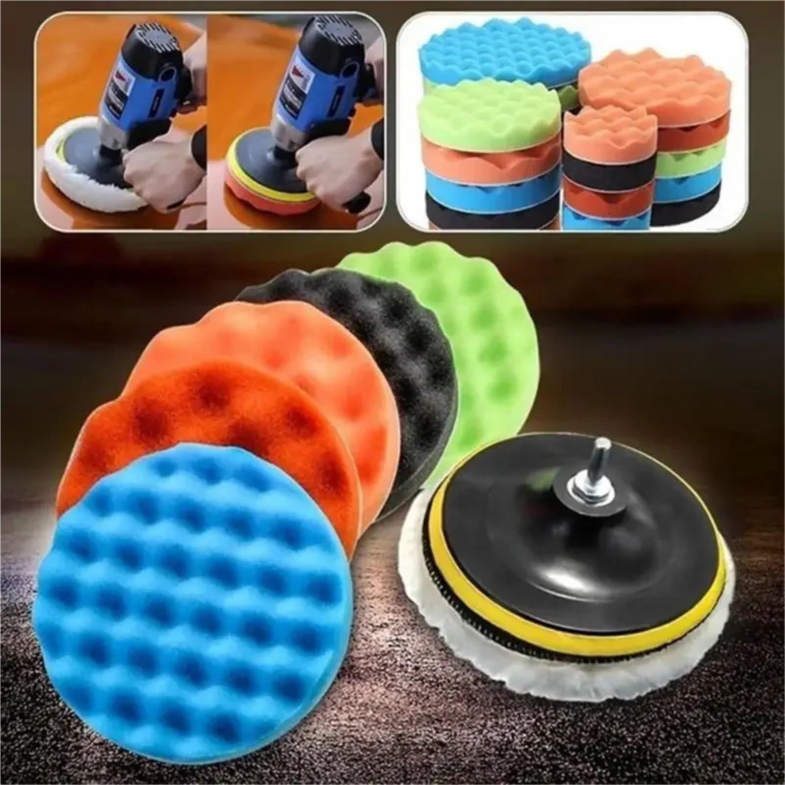 Polierschwämme Schwamm-Polierpads, 8-teiliges Set, 7,6 cm, 15,2, 17,8, Trägerplatte, M14-Gewindeschneid-Set for Autopolierer(7 inches)