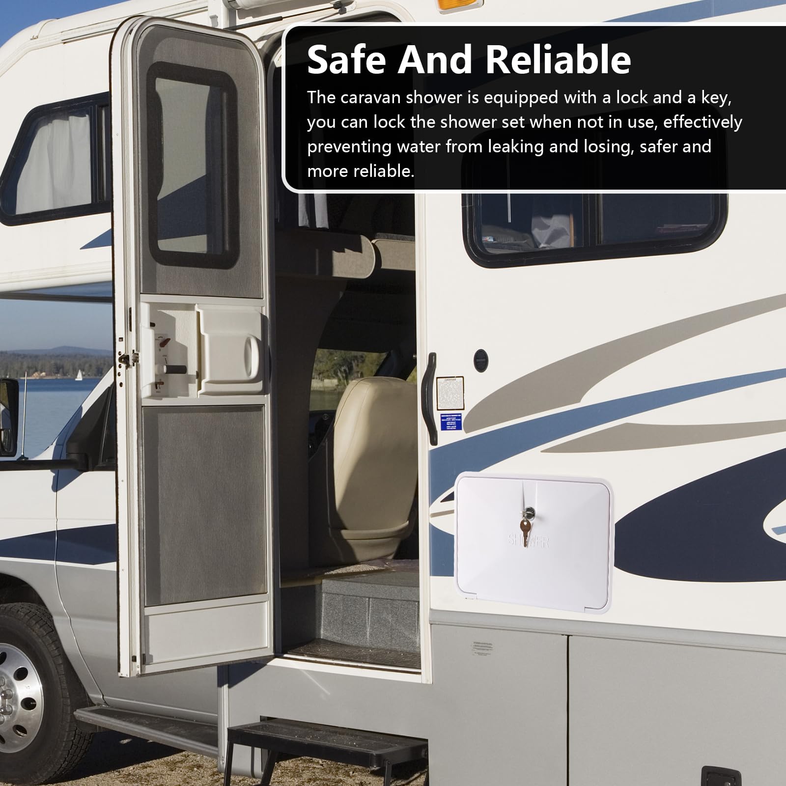 Douche De Camping-Car, Douche De Camping Douche ExtéRieure Kit De BoîTe De Douche ExtéRieure Pour Camping-Car Avec Interrupteur Chaud Froid Et Pomme De Douche Pour Camping-Car Marin Caravane Blanc
