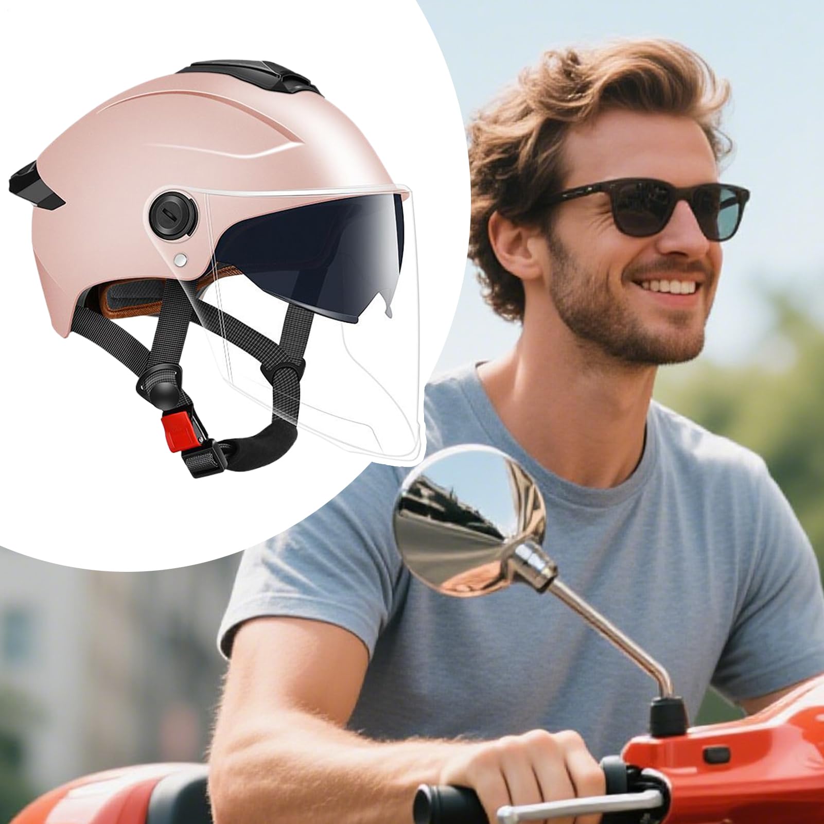 Casco per monopattino elettrico con parabrezza, caschi per adulti per uomo e donna, casco di sicurezza ad alta protezione per bicicletta elettrica, monopattino, skateboard, motociclette