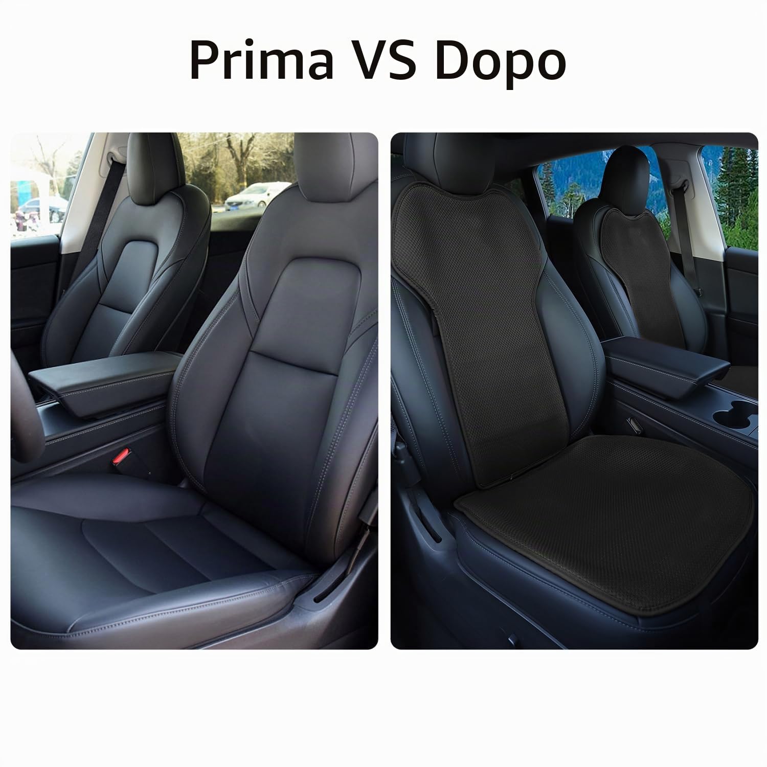 TOPABYTE Set Personalizzato Coprisedili Auto per Tesla Model Y Model 3 Model S Model X 2017-2026, Conducente e Passeggero Auto Cuscino, Seta Ghiaccio Traspirante e Antiscivolo (Senza LOGO)